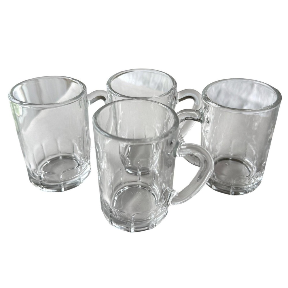 Arcoroc France Glass Cordial Mugs Set of 4 Paneled Shot Glass‎ Vintage Barware - Picture 4 of 7